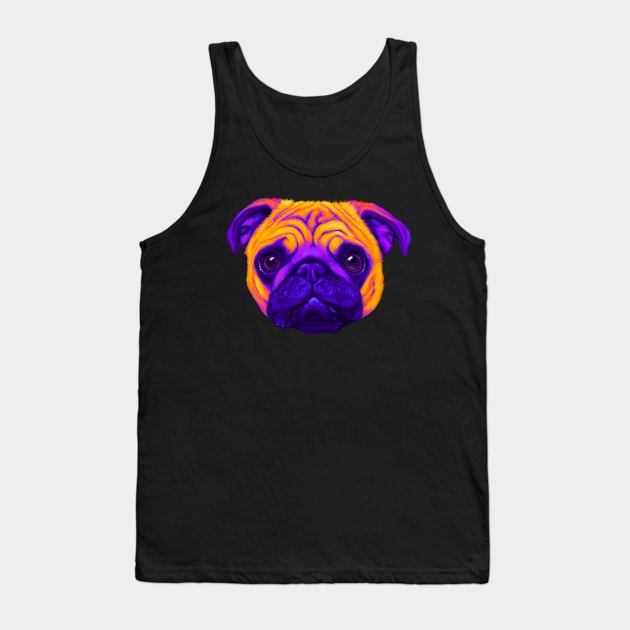 Orange and Purple Pug Tank Top by NeonFuzz